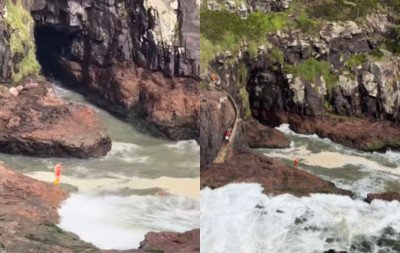 Encontrado homem que caiu no mar ao tentar tirar foto em Torres