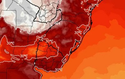 Bolha de calor avança sobre América do Sul e pode levar termômetros a 40°C no RS