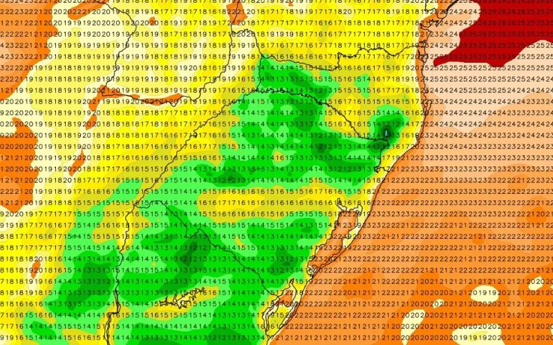Massa de ar frio e frente fria com m&iacute;nimas de at&eacute; 10&ordm;C e risco de temporais no RS; saiba o que esperar