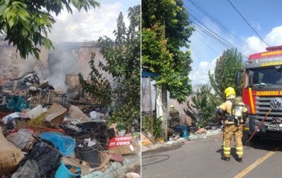 Incêndio atinge casa com lixo acumulado em Sapiranga