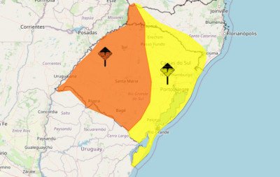 Rio Grande do Sul está sob alerta para tempestades nesta sexta-feira
