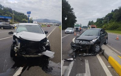 RS-122: Colisão envolvendo dois carros e um caminhão deixa duas mulheres feridas