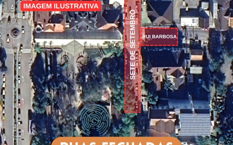 Trechos das ruas 7 de Setembro e Rui Barbosa ficarão fechados no Centro de Nova Petrópolis 