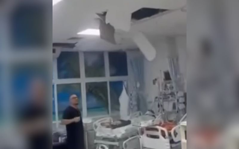 V&Iacute;DEO: Paciente em surto tenta fugir de hospital por tubula&ccedil;&atilde;o e despenca do teto