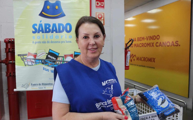 Presidente do Banco de Alimentos de Canoas, Maria Isabel Viegas esteve no Macromix agradecendo as doações  | abc+