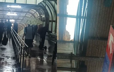 Buracos nas telhas fazem população usar guarda-chuva dentro de estação da Trensurb: "Não tem condições"