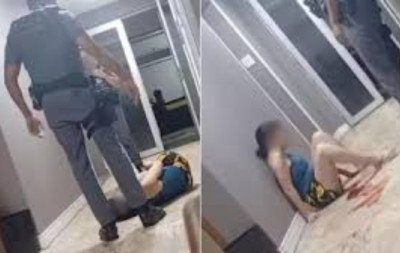 Policial é flagrado chutando rosto de mulher em surto durante abordagem em São Paulo