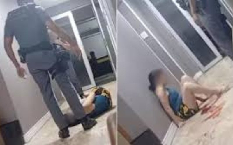 Policial &eacute; flagrado chutando rosto de mulher em surto durante abordagem em S&atilde;o Paulo