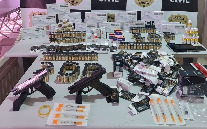 Pistolas e canetas emagrecedoras estão entre itens trazidos do Paraguai por dupla de Novo Hamburgo