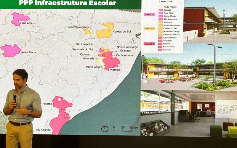Mapa apresentado pelo governo do Estado mostra a distribuição das escolas incluídas na PPP de infraestrutura escolar | abc+