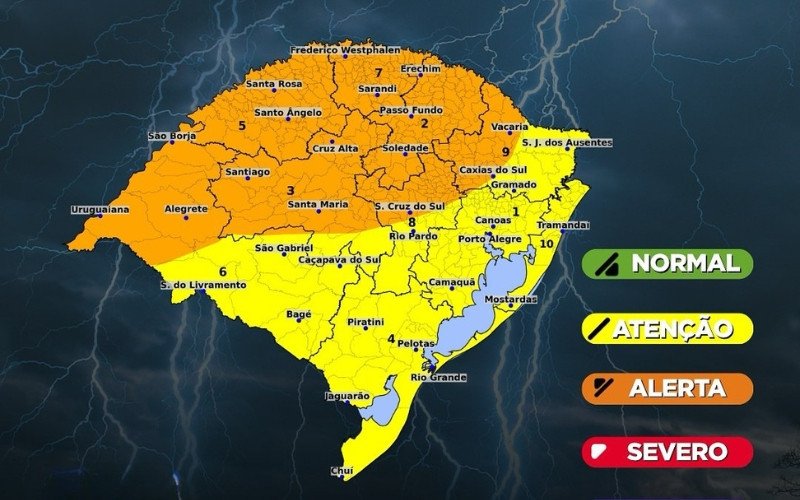 Defesa Civil publicou alerta para tempestade no RS desde hoje até quarta-feira (8) | abc+