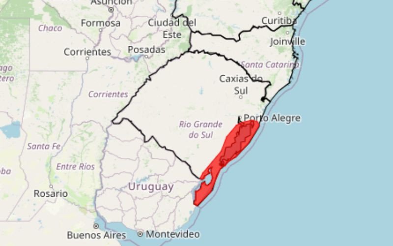 Alerta é válido para a região metropolitana de Porto Alegre e para o sudeste gaúcho, abrangendo também grande parte do litoral do Estado | abc+
