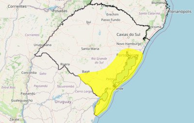 Vendaval com rajadas de até 60 km/h atinge o RS nesta sexta-feira