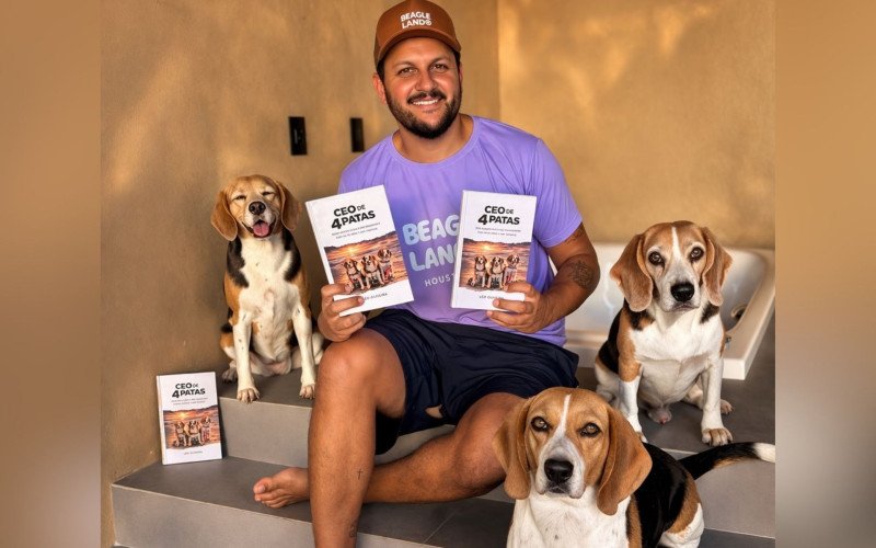 Leonardo Oliveira e os beagles Benjamim, Bibiana e Isabella | abc+