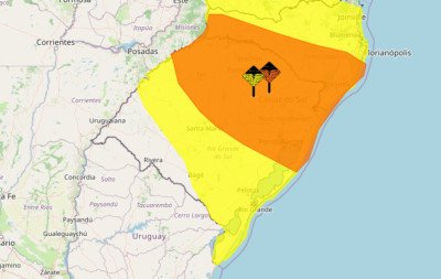 Tempestades com ventos de até 100 km/h e risco de granizo deixam o RS em alerta