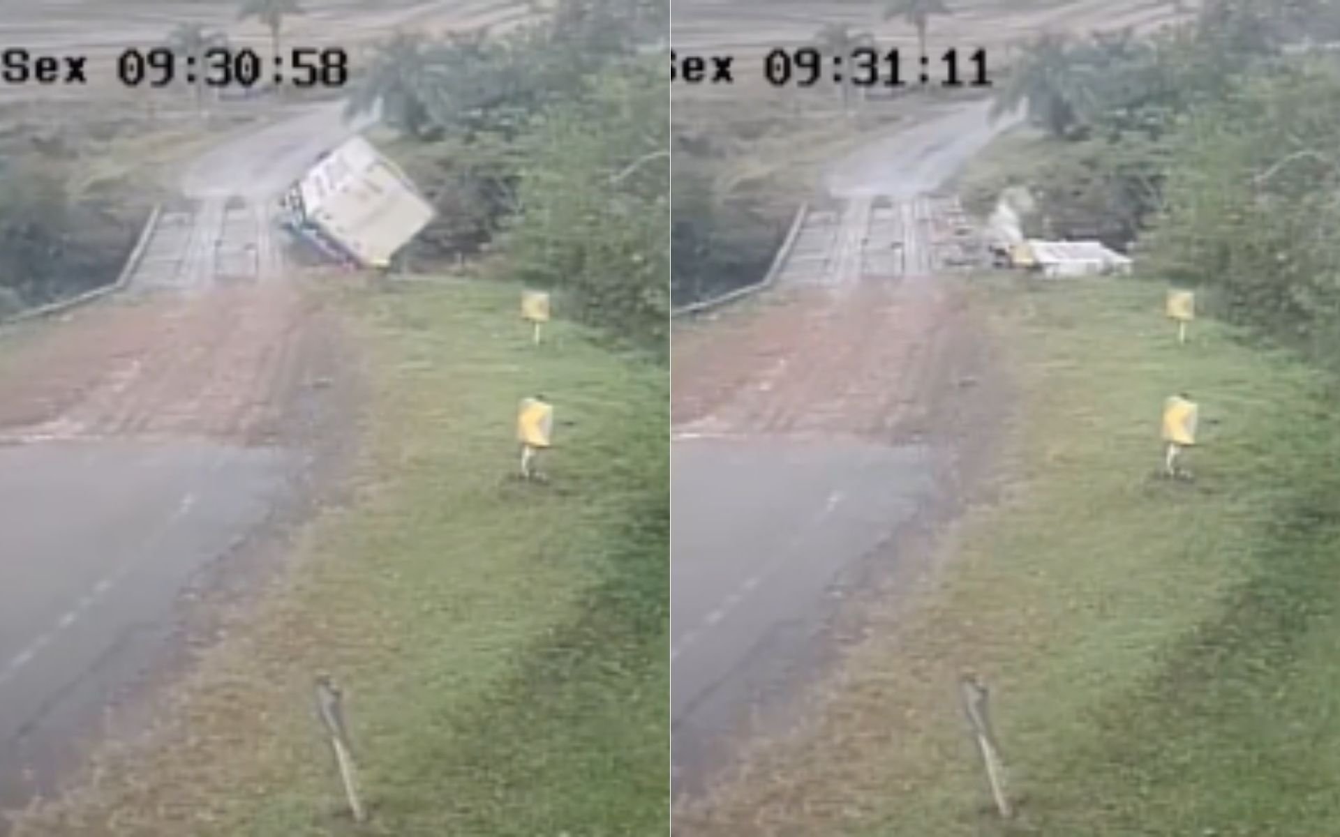 V&Iacute;DEO: Caminh&atilde;o desgovernado cai de ponte sobre rio no RS