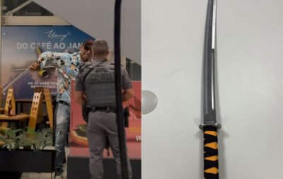 VÍDEO: Homem armado com espada ameaça passageiros em aeroporto brasileiro