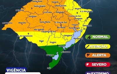 Frente fria: Alertas do Inmet e Defesa Civil indicam risco de granizo e ventos de 90 km/h no RS