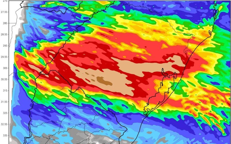 Modelos meteorológicos aponta para altos volumes de precipitação acumulada no fim de semana em inúmeras regiões do RS | abc+