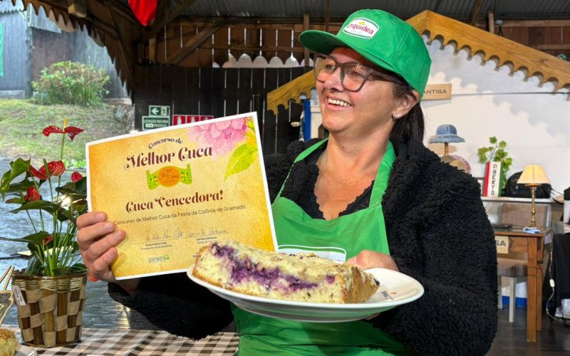 Vencedora do concurso de Melhor Cuca da Festa da Colônia de Gramado
