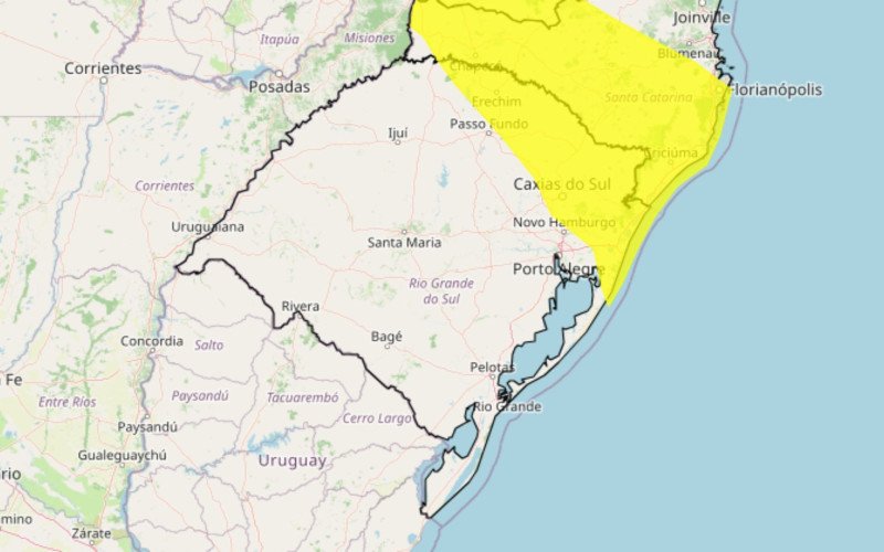 Aviso de tempestade com grau de severidade de perigo Potencial