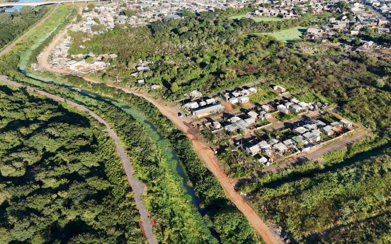 Região onde deve ser feita a canalização da vala de drenagem no dique do Santos Dumont e a nova Casa de Bombas de São Leopoldo