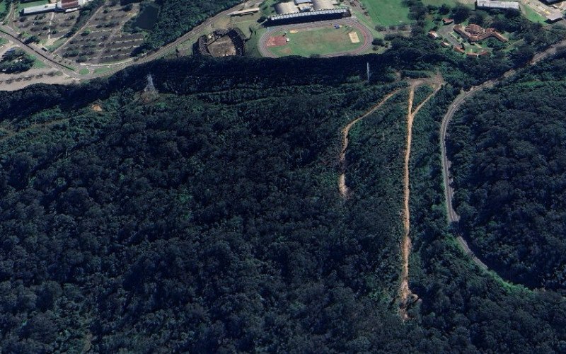 Vista aérea da Reserva Natural Padre Balduíno Rambo (antes do desmatamento)
