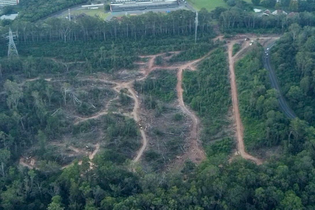 Vista aérea da área de desmatamento da Reserva Natural, na Estrada do Horto | abc+