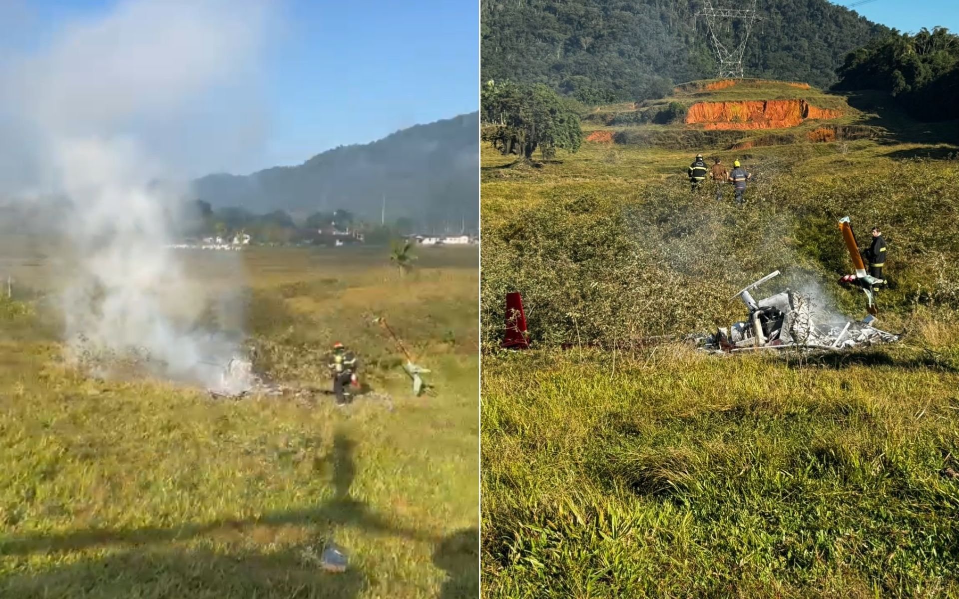 Identificada vítima de queda de helicóptero em Pomerode; aeronave pegou fogo ao tocar o solo