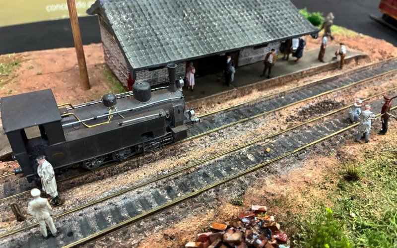 Maquete da antiga Estação Hamburgo 
Velho, quando ainda era de São 
Leopoldo, feita por Tiago Silva