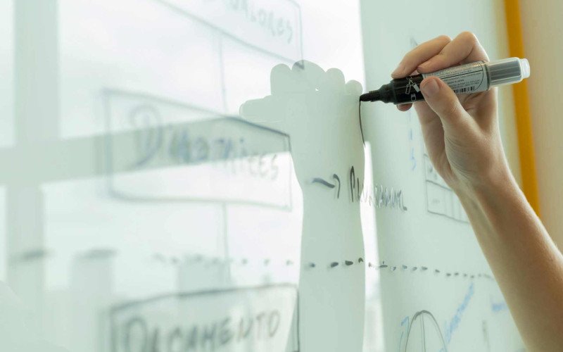 Desenhando um diagrama &agrave; m&atilde;o em um quadro branco | abc+