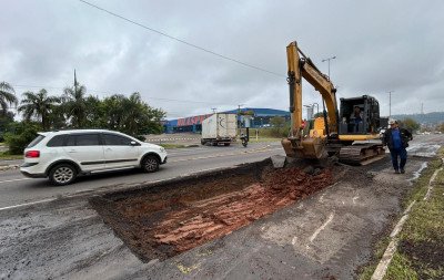 RS-239: Estreitamento de pista para realização de obras provoca tranqueira no trecho de Novo Hamburgo
