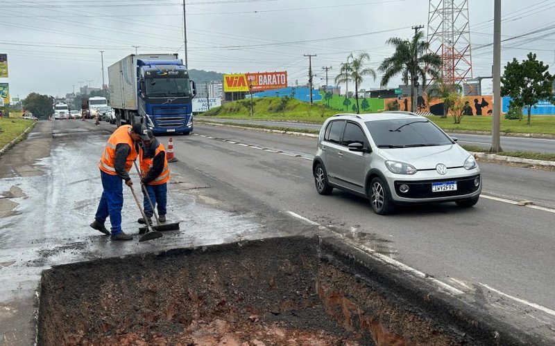 Estreitamento de pista para realização de obras na RS-239 provoca tranqueira no trecho de Novo Hamburgo