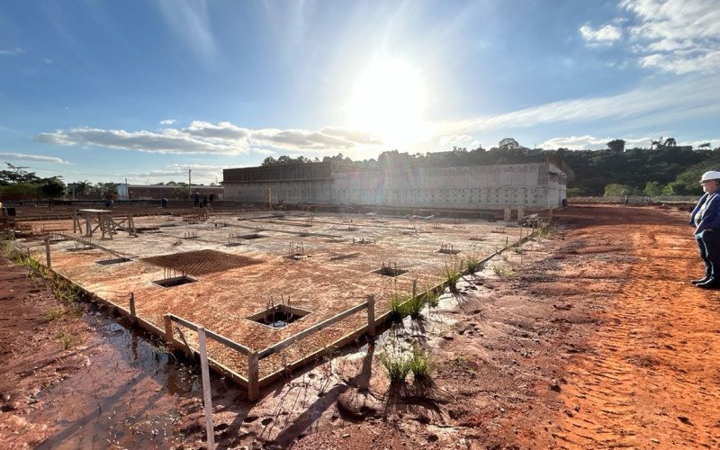 Construção da ETE Luiz Rau, em Novo Hamburgo, em maio de 2026
