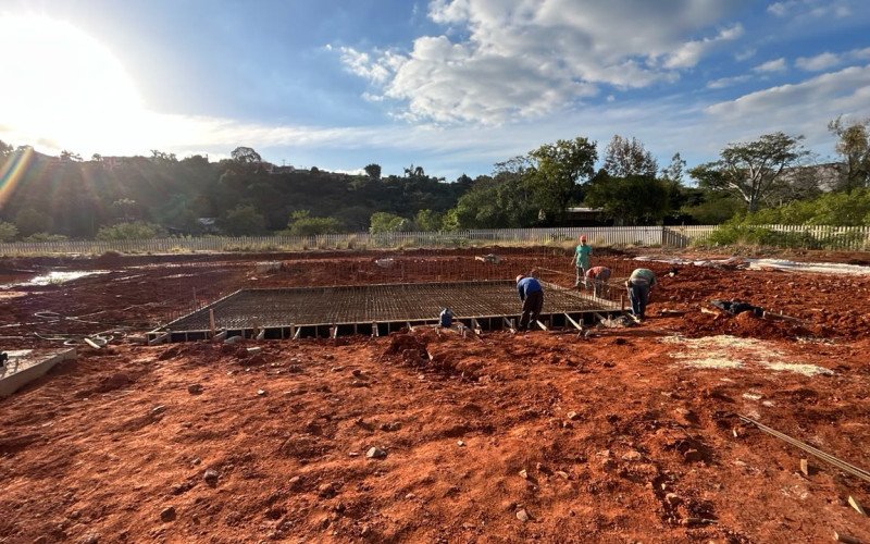 Construção da ETE Luiz Rau, em Novo Hamburgo, em maio de 2026