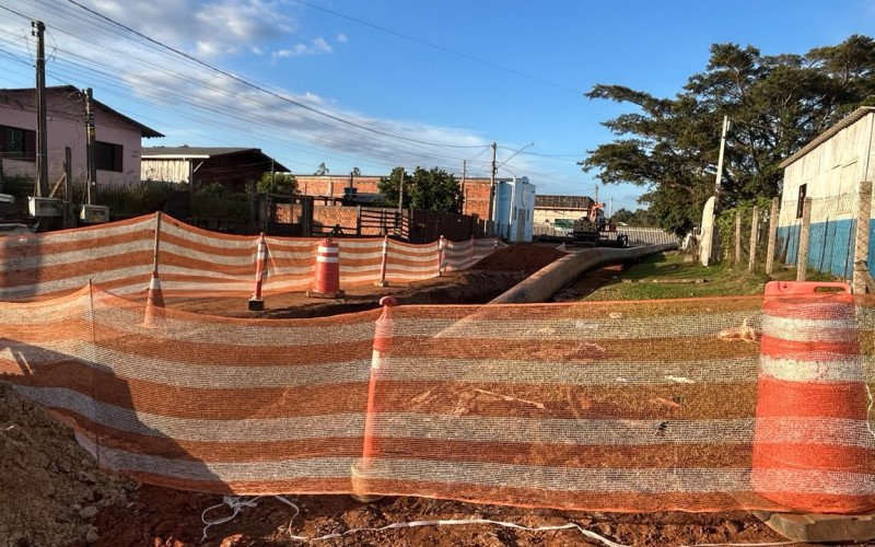Construção da ETE Luiz Rau, em Novo Hamburgo, em maio de 2026