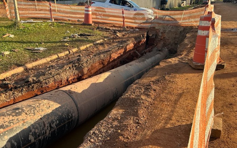 Construção da ETE Luiz Rau, em Novo Hamburgo, em maio de 2026