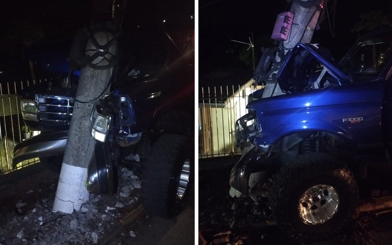 Colisão de F-1000 contra poste aconteceu no bairro Das Rosas, em Estância Velha | abc+