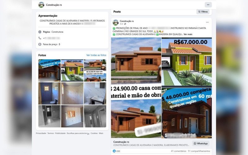 Página da "Construção rs", que tinha 29 mil de seguidores, foi retirada do ar