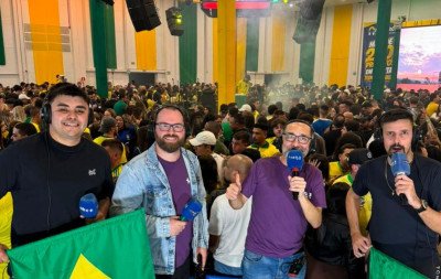 Evento em parceria com o Grupo Sinos lota a Fenac e movimenta a torcida na estreia do Brasil na Copa do Mundo