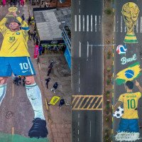 Mais duas artes em alusão à Copa do Mundo colorem ruas de São Leopoldo
