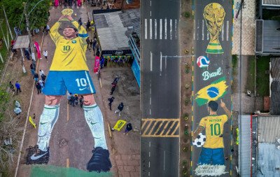 Mais duas artes em alusão à Copa do Mundo colorem ruas de São Leopoldo