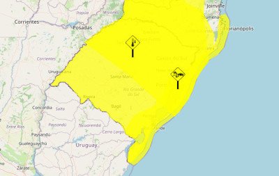 RS entra em alerta para chuva forte, ventos no litoral e queda de temperatura