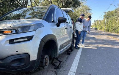 "Um buraco que mais parece uma cratera": Em uma manhã, 6 motoristas furam pneus na Estrada da Integração; veja vídeo