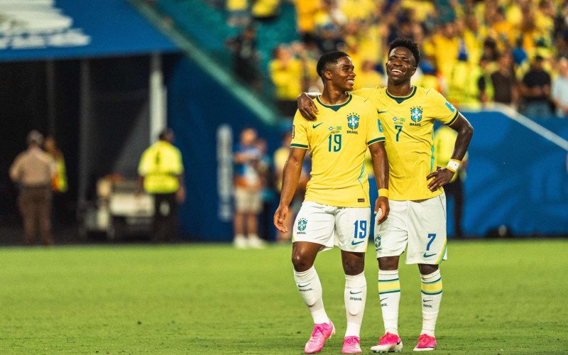 Endrick e Vini Jr em foto que indica o dia da final da Copa | abc+