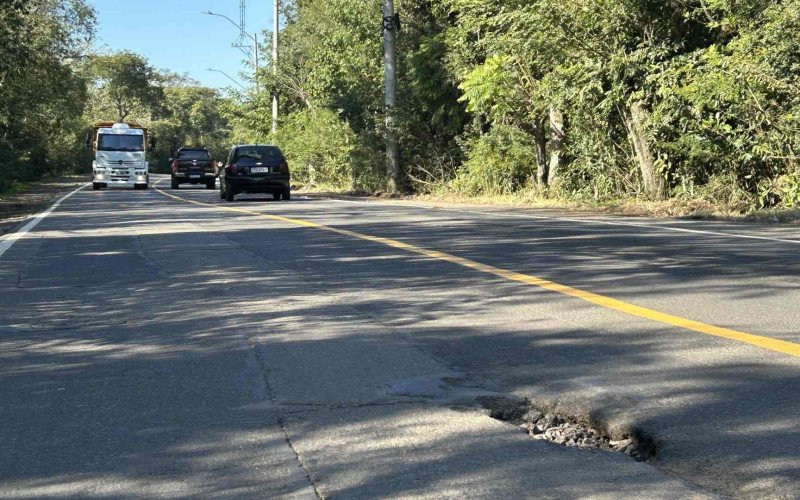 Concentração de buracos em trecho da Estrada da Integração Leopoldo Petry tem causado transtornos aos motoristas