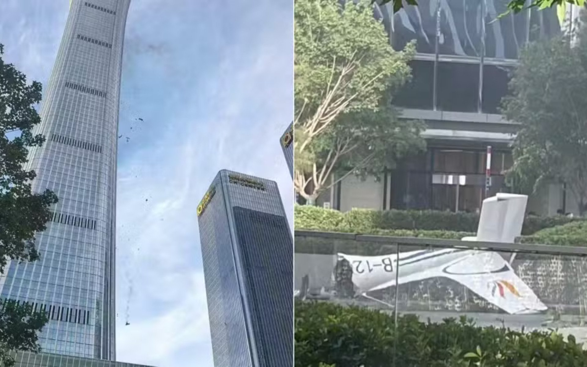 VÍDEO: Avião de pequeno porte colide contra maior arranha-céu de Pequim