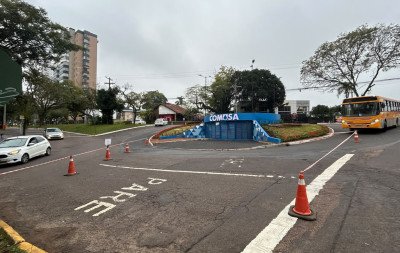 Obras de recapeamento provocam confusão no trânsito em importante cruzamento de Novo Hamburgo