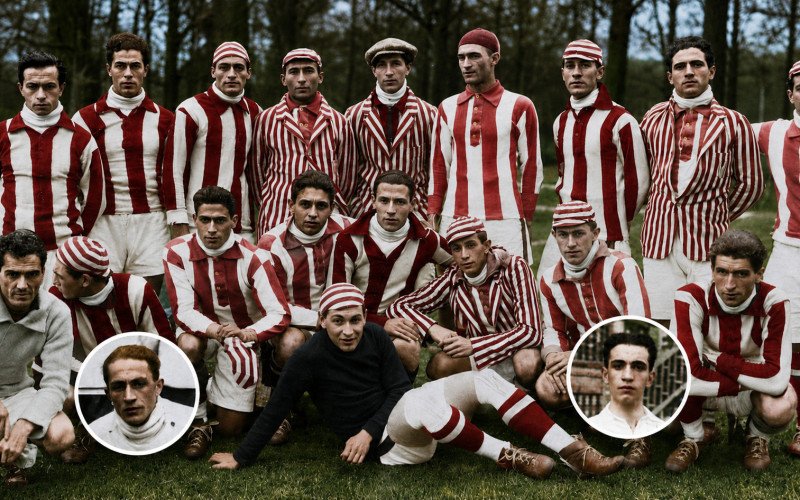 Jogadores do Paulistano na excursão de 1925. Kunz é o primeiro agachado, da esquerda para a direita
