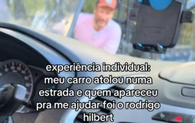 Rodrigo Hilbert ajuda a desatolar carro de mulher e vídeo viraliza: "Ainda confundi o nome dele com o Tiago Leifert"